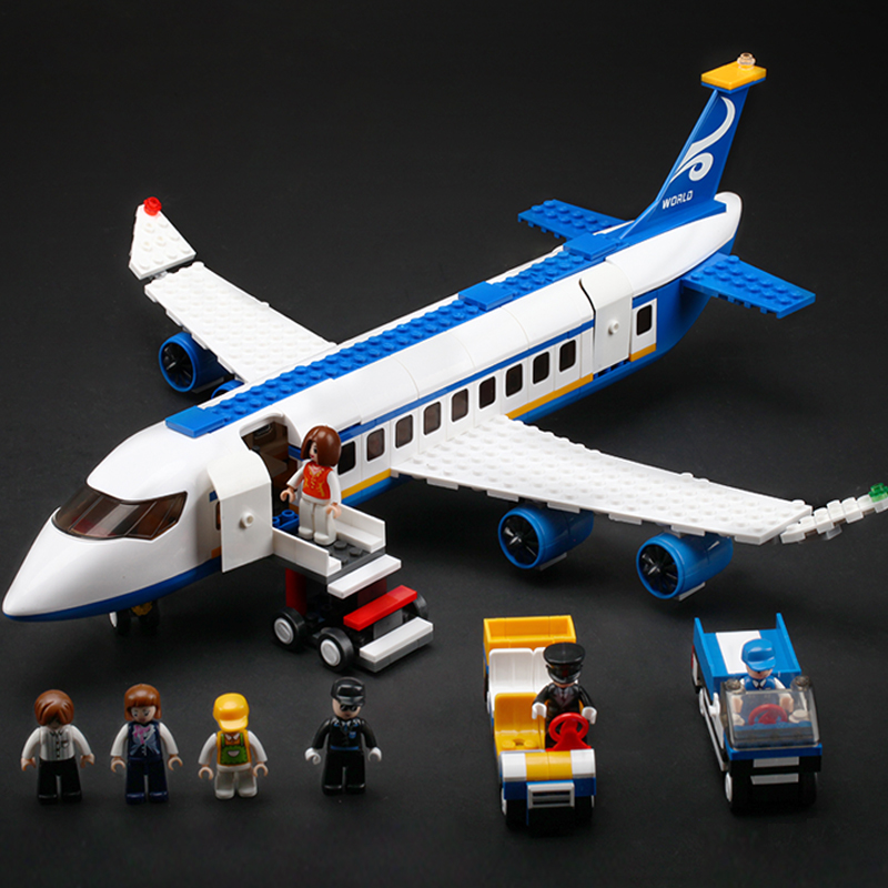儿童拼装积木飞机航空模型大型客机拼插男孩礼物机场