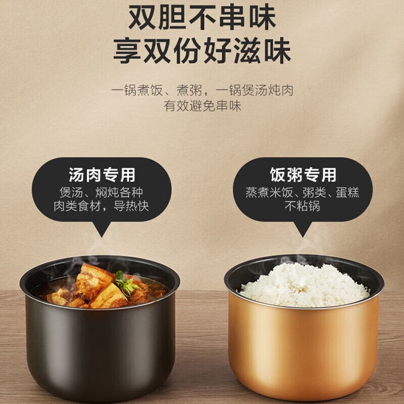 美的(Midea)电压力锅 家用5L 双胆大容量电压力煲智能电高压锅 MY-YL50M132高清大图