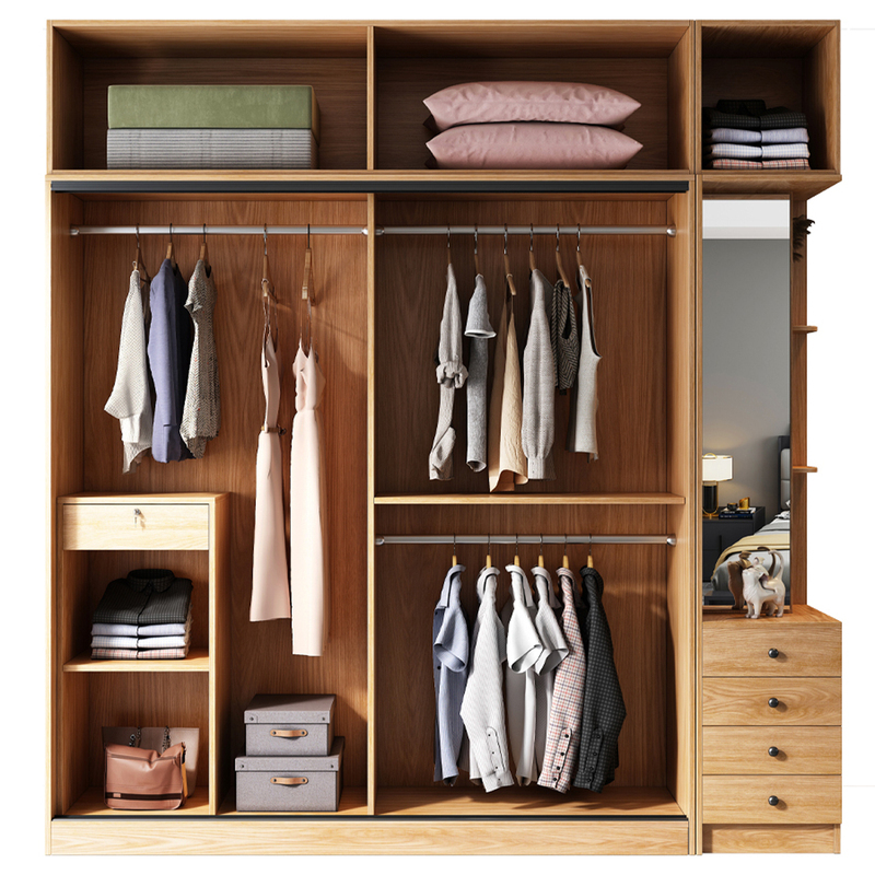 推拉门衣柜家用卧室简约现代小户型柜子轻奢玻璃门整体滑移门衣橱
