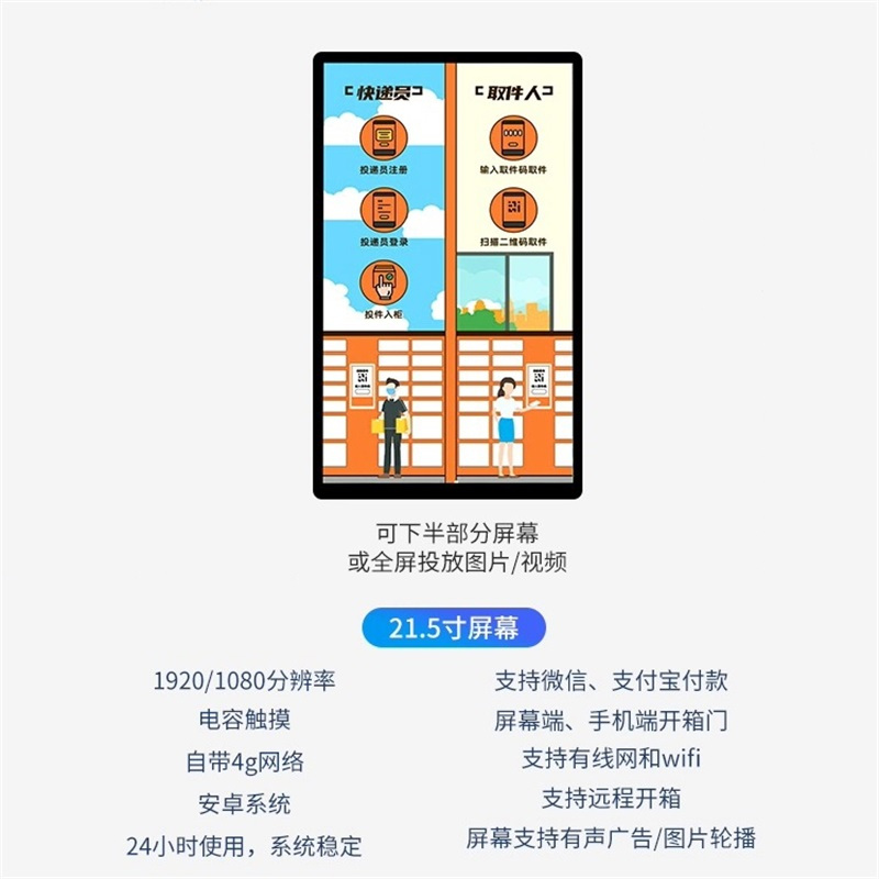 易企采 47门小屏一主一柜 智能快递柜驿站寄存柜小区自提柜室外信报箱快递收件柜高清大图