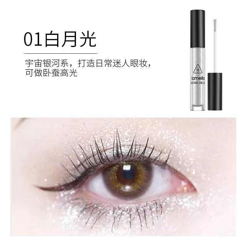 [热卖爆款]一滴泪液体眼影闪亮不掉色亮晶晶卧蚕笔提亮高光修容 01白月光+小镜子+眼贴2 名品同款+上色快易上.