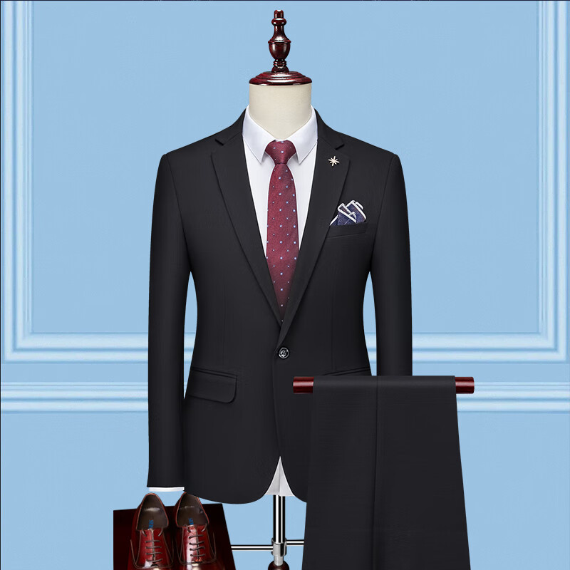 罗蒙西服套装男士两件套商务职业正装小西装韩版修身伴郎新郎结