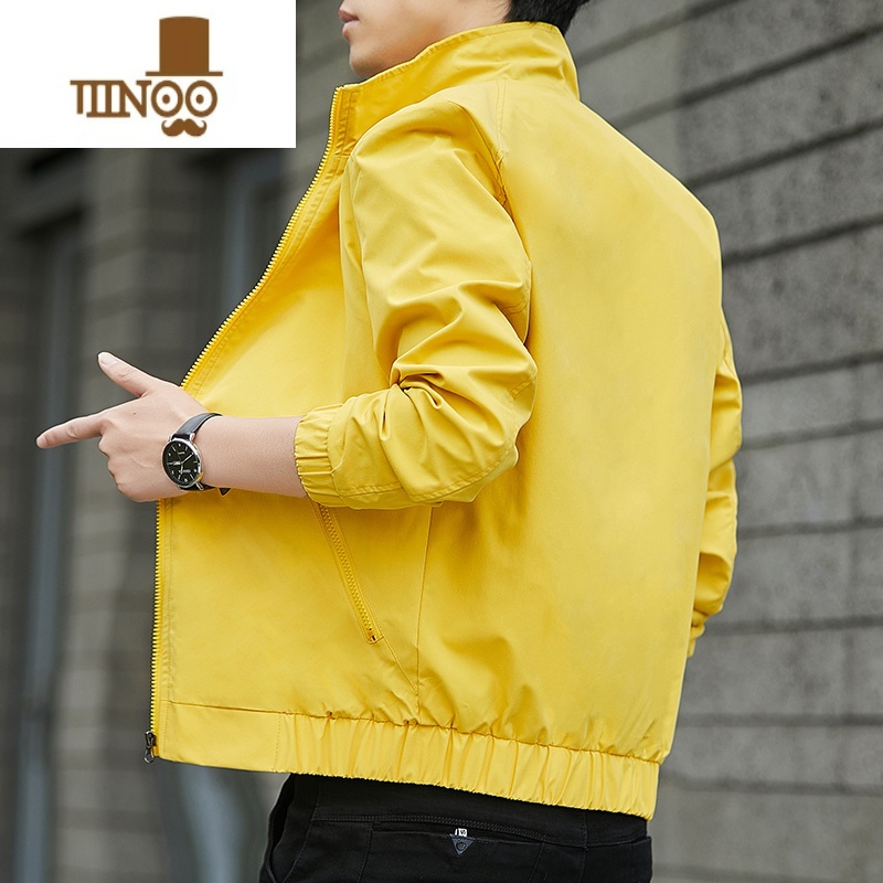 YANXU外套男士2022新款潮流休闲工装上衣服秋装冬季男装一套夹克 3XL 027黄色春秋