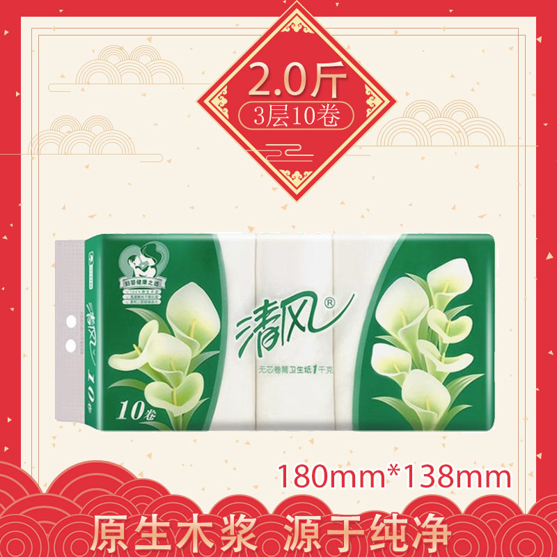 清风无芯卷纸B01BLM2100克*10卷/提高清大图