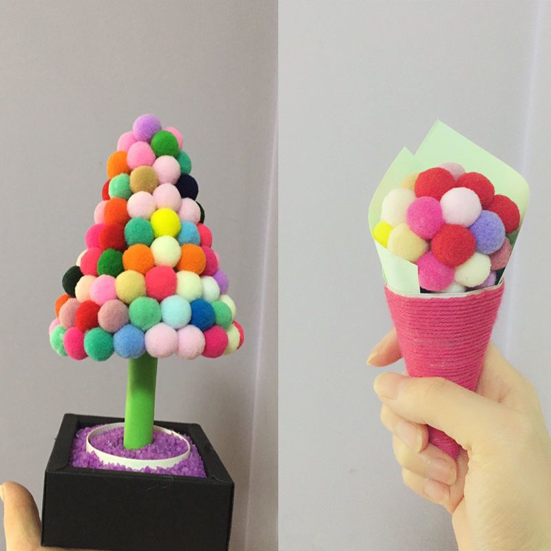 混色毛球高弹diy儿童手工幼儿园创意制作材料彩色小毛球球毛绒球|深浅混色系 30mm/100个