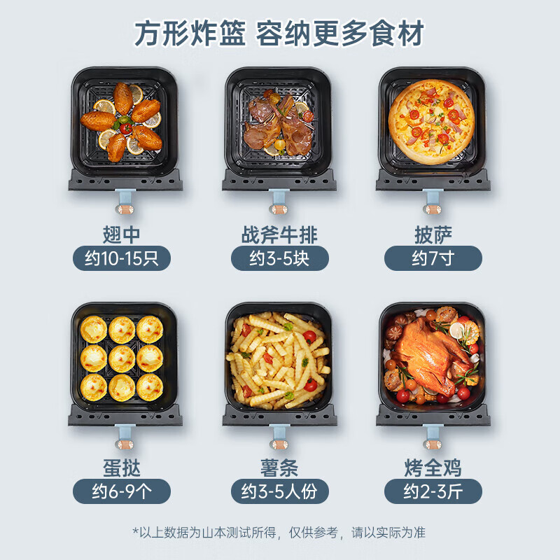 山本空气炸锅可视化多功能无油低脂智能大功率 S-JC50TS-VS 5L高清大图
