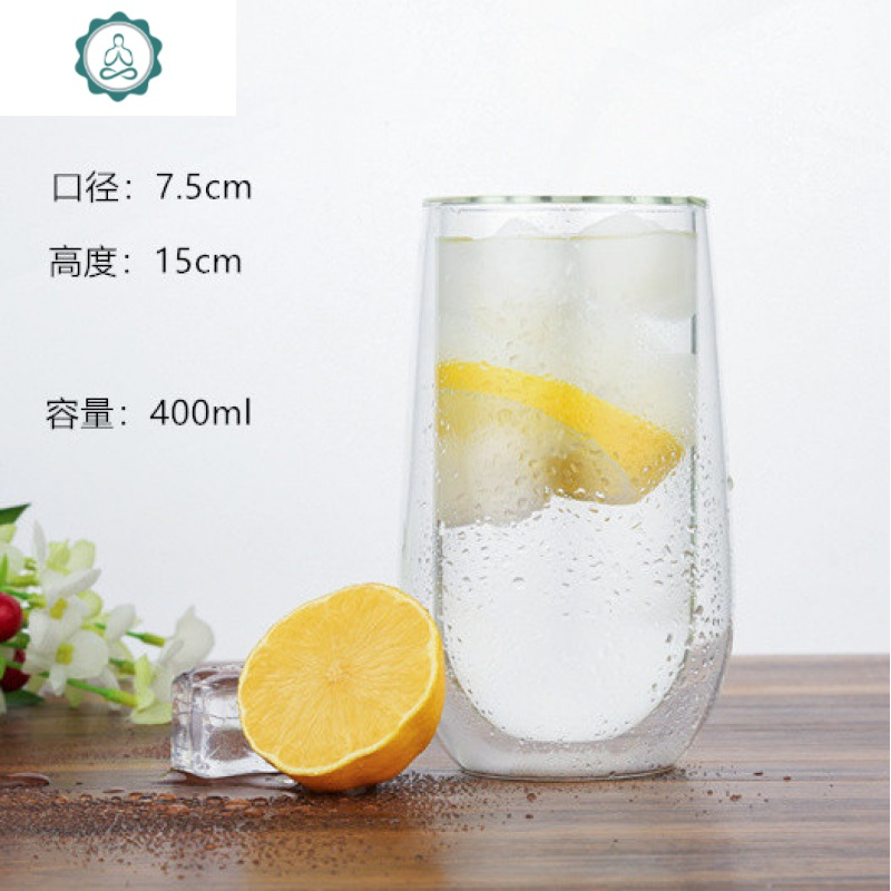 手工双层玻璃杯子加厚隔热咖啡牛奶水杯子高硼硅茶杯家用 封后 400ml两只