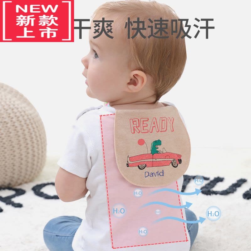 可莉允婴儿童吸汗巾宝宝幼儿园男童女童绣名字垫背纱布隔汗巾汉毛巾图片