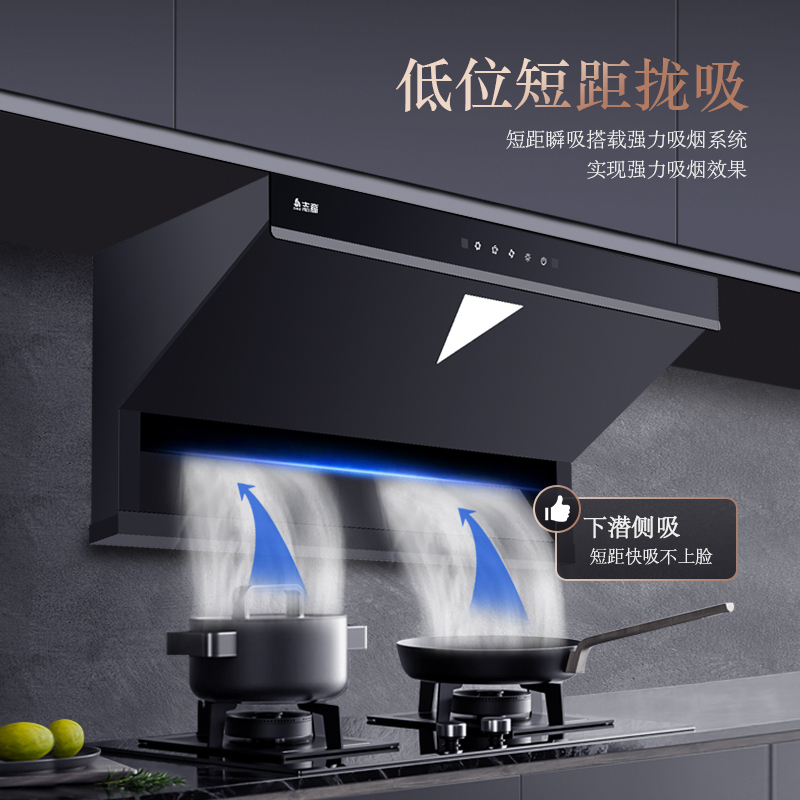 志高(CHIGO)抽油烟机 侧吸式油烟机家用 23立方爆炒大吸力自清洗挥手控制 CXW-360-F73