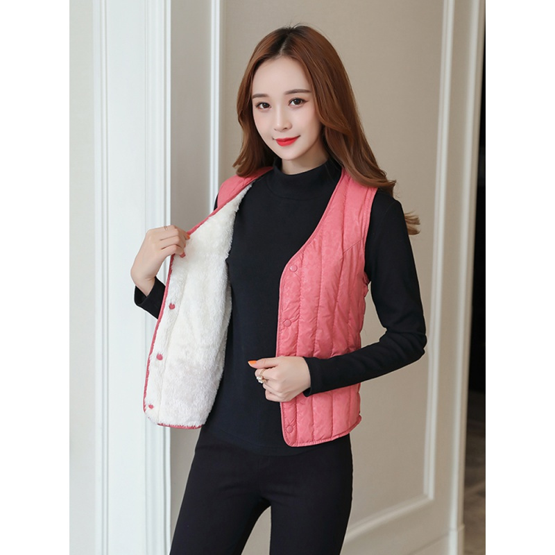 保暖马甲女冬季加厚加绒短款坎肩轻薄舒适简约时尚马夹棉背心女内穿麟