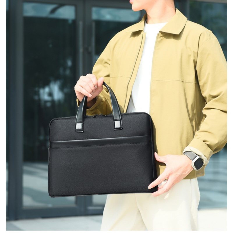 宝格朗 商务公文包手提牛津布横款黑色 40*29*6cm