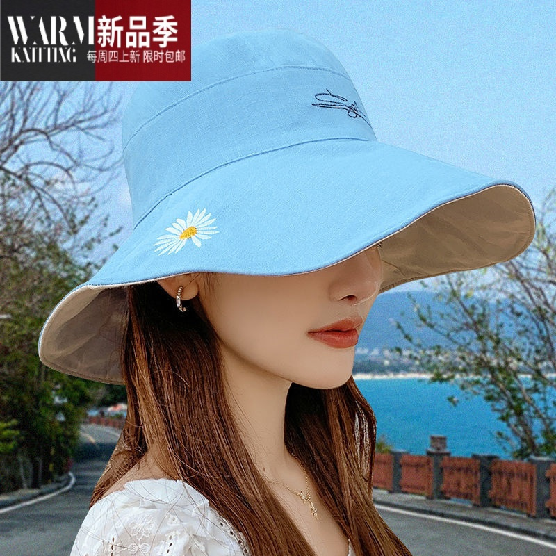 shanchao渔夫帽双面帽子女款夏季春韩版百搭潮遮阳脸大檐太阳可折叠帽