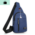 小背包男士胸包潮单肩包运动斜挎包休闲斜肩包纯色牛津帆布跨包NEW LAKE男士斜挎包 9504蓝色