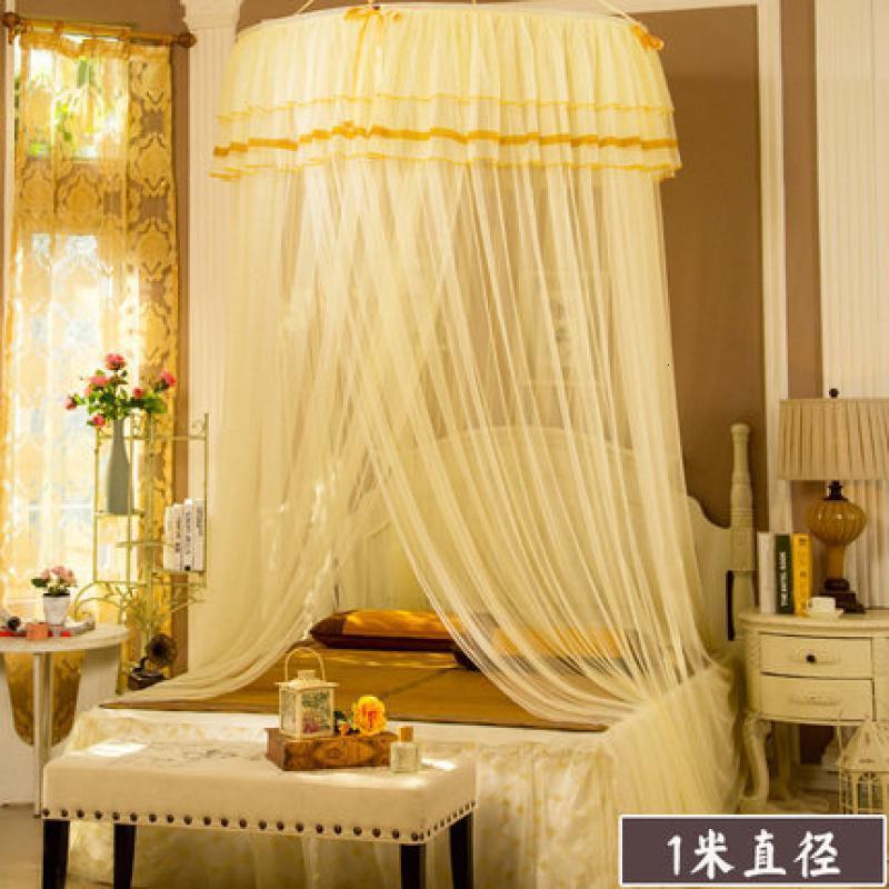 家柏饰(CORATED)圆顶吊顶蚊帐1.5m1.8m床双人家用落地廷1.2米公主风免安装床幔 欧浪漫星空黄色 1.8*2.2m床