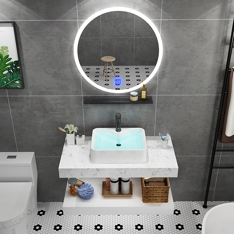 闪电客现代简约大理石洗手盆卫生间洗漱台北欧小户型浴室柜组合洗脸池