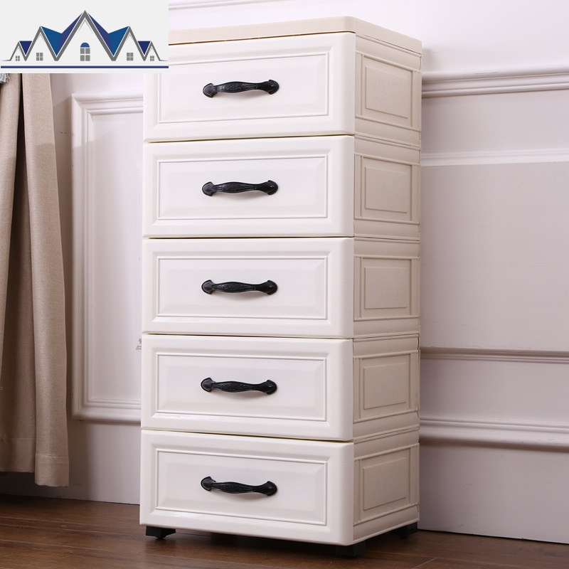 收纳柜子抽屉式夹缝收纳柜塑料储物柜衣服整理箱多功能家用五斗柜 三维工匠高清大图