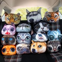 哈士奇doge创意汽车头枕 可爱3D汽车靠枕 卡通车用护颈枕车枕车饰