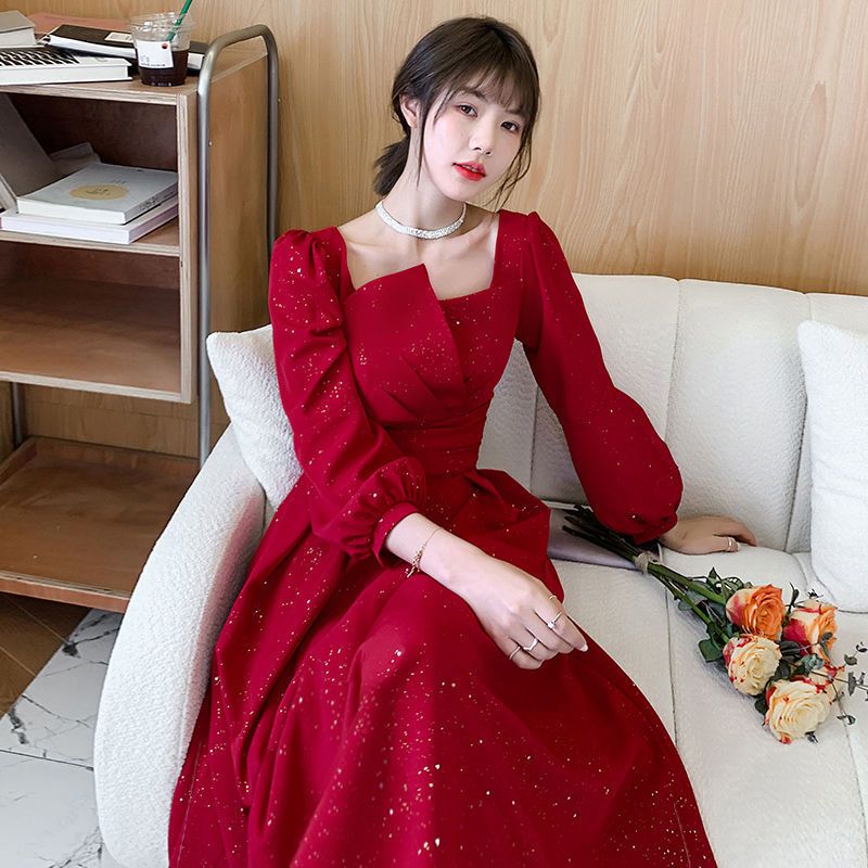 敬酒服新娘2021新款秋季红色平时可穿小个子结婚订婚回门礼服