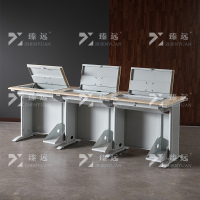 臻远 ZY4012421 隐藏式翻转电脑桌培训桌办公桌C款三人位