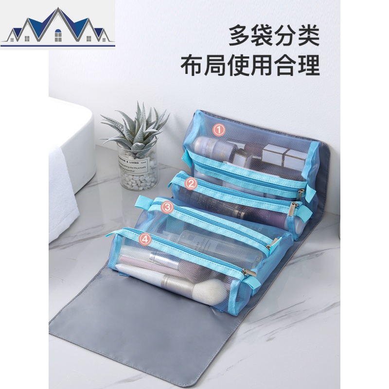 流浪化妆包女大容量便携ins超火收纳包随身多功能网纱洗漱包旅行 三维工匠高清大图