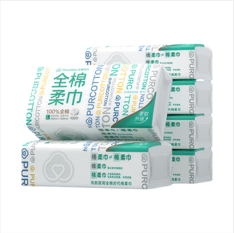 全棉时代 洗脸巾 100抽*6包100%棉柔巾一次性毛巾20*20CM