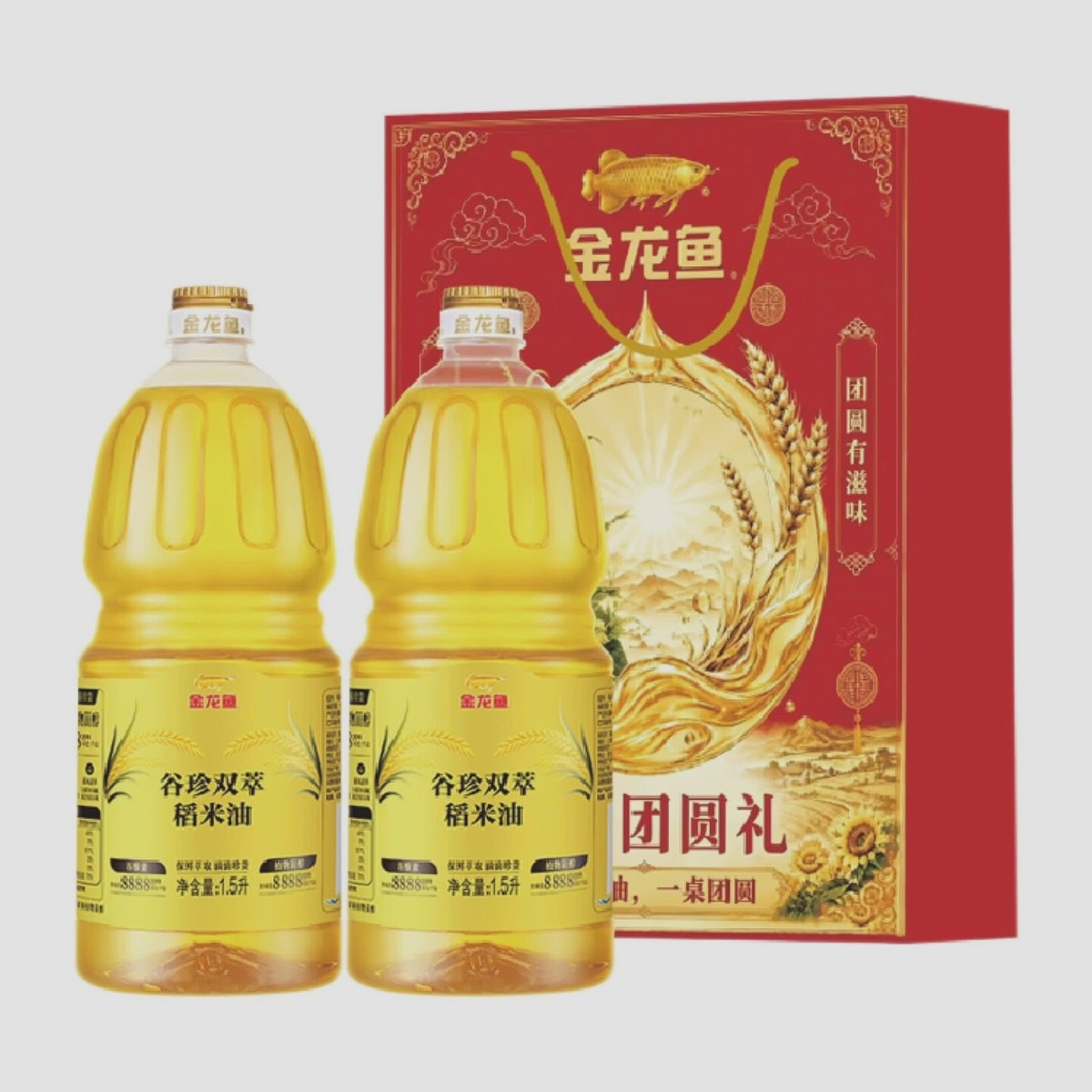 金龙鱼 谷珍双萃稻米油1.5L*2礼盒高清大图