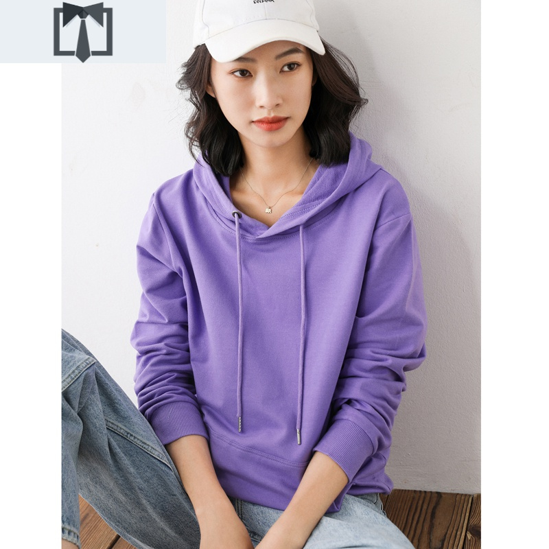 suntek棉连帽卫衣女2020春秋新款女套头休闲运动上衣宽松色长袖外套