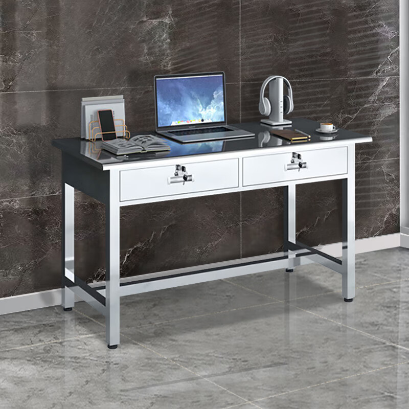 曌梵不锈钢办公桌1.6米二斗张高清大图