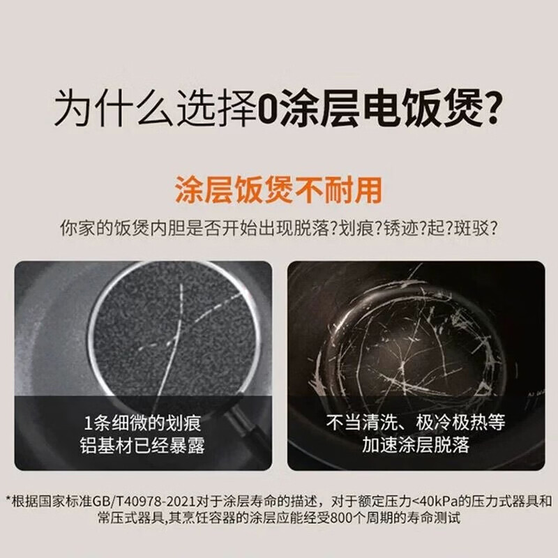 九阳(Joyoung)[线下同款]电饭煲0涂层不粘电饭锅316L不锈钢内胆IH加热3升多功能预约10A级好米饭30N5S高清大图