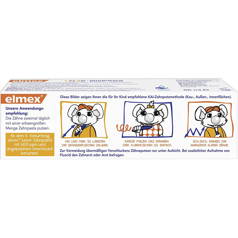 德国原装进口 ELMEX 1-6儿童护理乳齿牙膏 50ml 防蛀牙防龋齿宝宝适用 安全可吞咽牙膏
