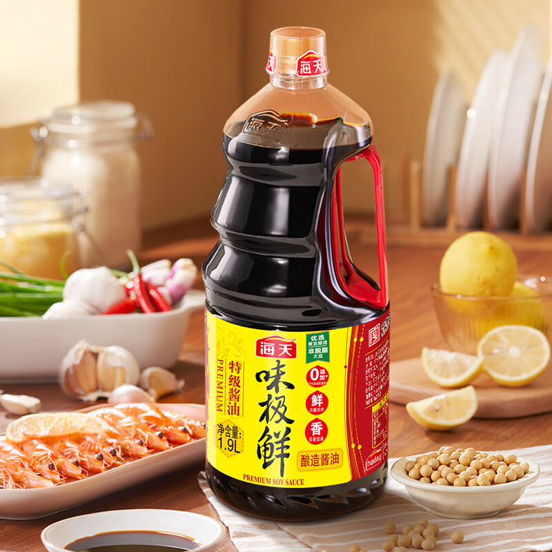 海天味极鲜酱油1.9L 天然鲜 炒菜凉拌 酿造酱油 特级生抽高清大图