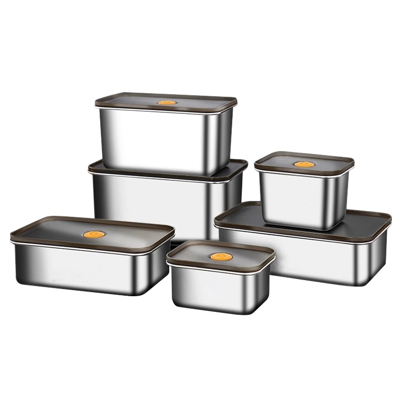 赫巴兹保鲜盒食品级304不锈钢饭盒水果盒冰箱专用密封收纳盒1310高清大图