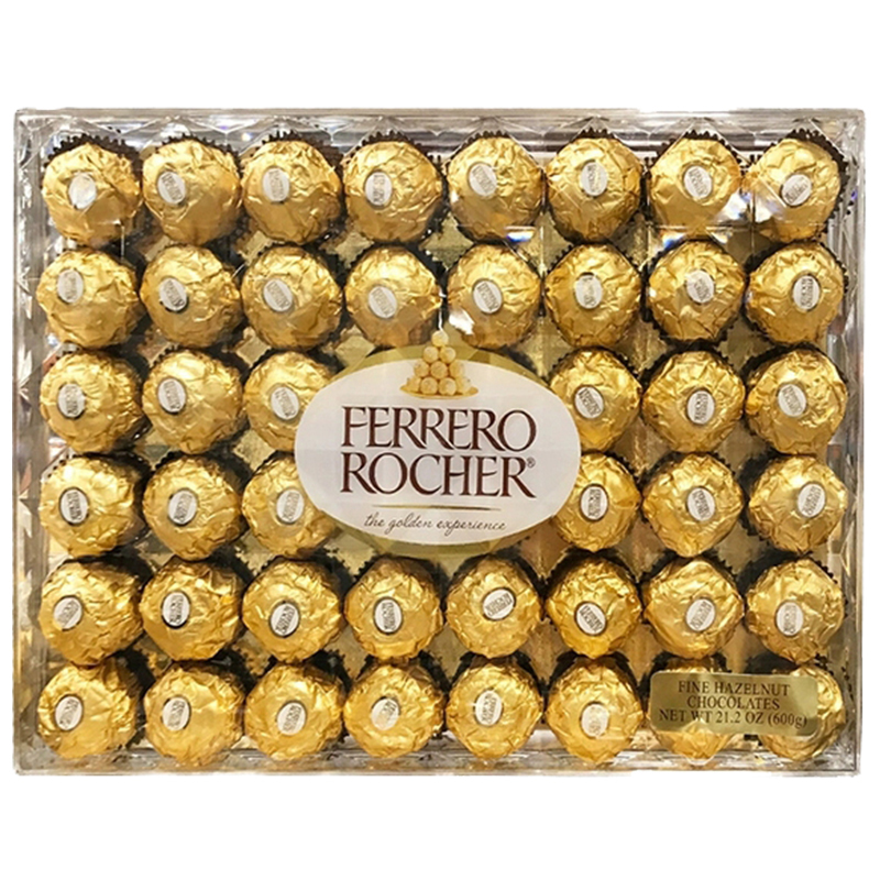 [圣诞新年情人节礼物]费列罗(Ferrero Rocher)巧克力48粒/盒 600g 糖果零食 情人节圣诞新年礼盒礼物