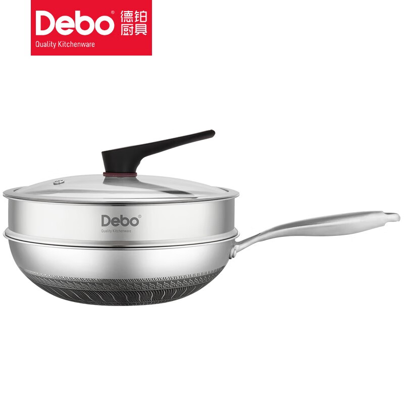 德铂(Debo)卡勒汉斯316不锈钢双面蜂窝不粘锅规格DEP-DS260B高清大图