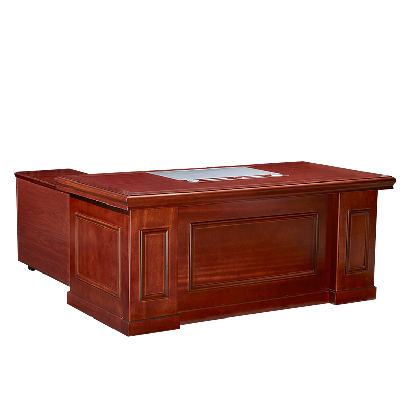 广亿隆中式老板桌油漆班台主管电脑桌带副柜+移动柜班桌高清大图