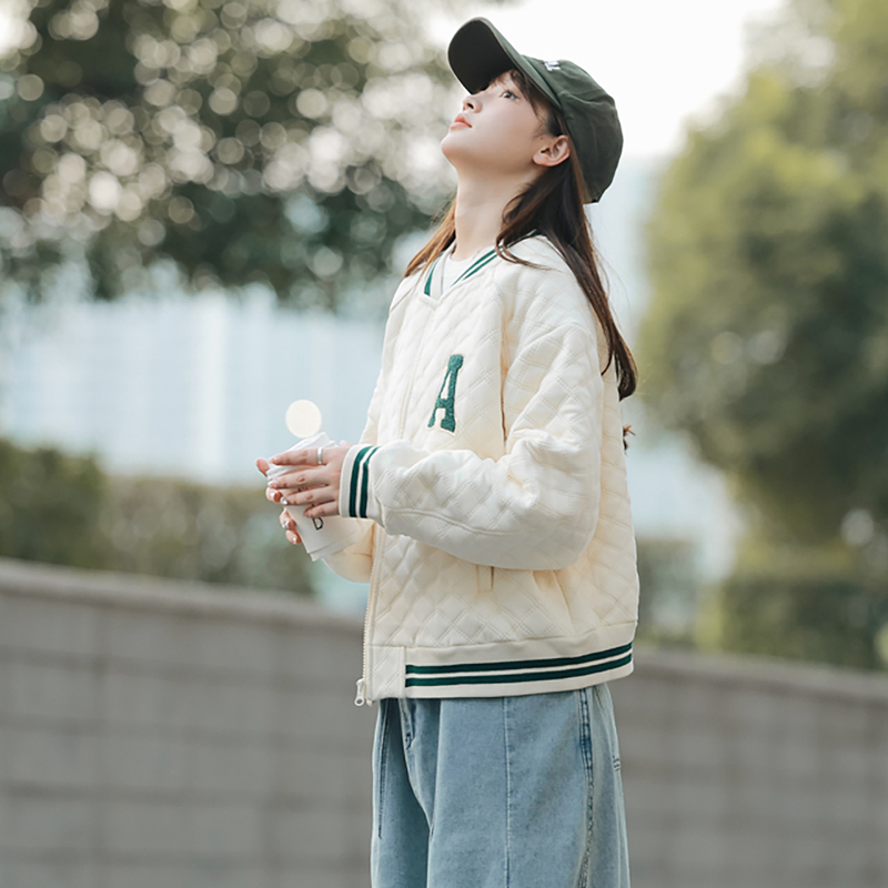 [1.5折价96元]唐狮冬季新款菱形格棒球服外套女今流行秋冬休闲夹克上衣K