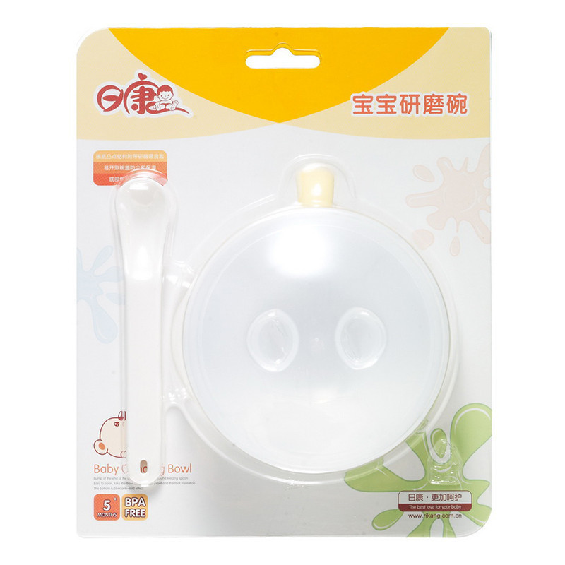 【苏宁自营】日康（rikang）宝宝研磨碗 RK-3802 婴儿辅食碗 环保无毒 PP防滑带勺 宝宝学食碗（颜色随机）