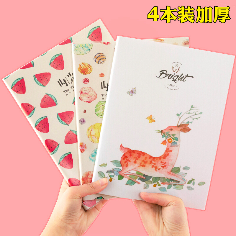 笔记本文具本子小清新大学生加厚韩国创意简约记事日记胶套本批春晨秋遇-大号16K