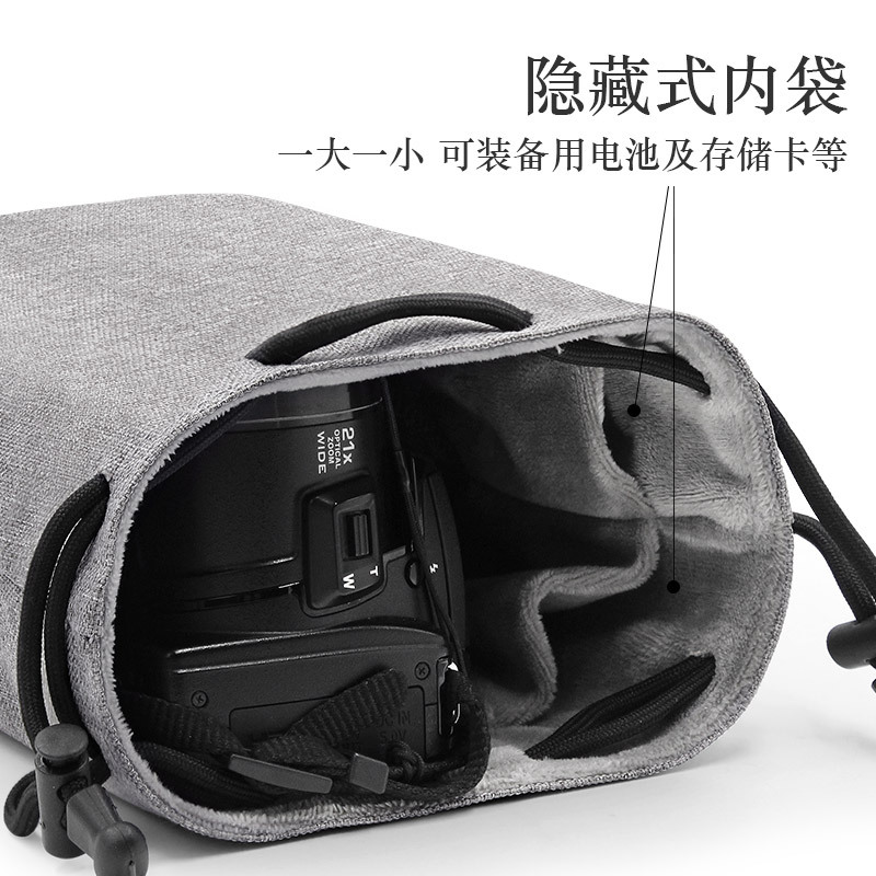方形中号相机包黑|单反相机包镜头袋收纳包摄影包专业便携微单数码相机套黑卡内胆包防水帆布保护套镜头m6E3