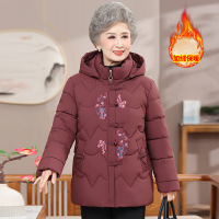 年女装妈妈外套女80岁奶奶装棉衣女冬天加绒保暖老太太衣服女 4XL(建议140-155斤） 铁锈红棉衣
