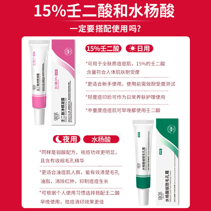 壬二酸凝胶15%软膏水杨酸细致毛孔霜祛痘印痘坑痘疤修淡化复任