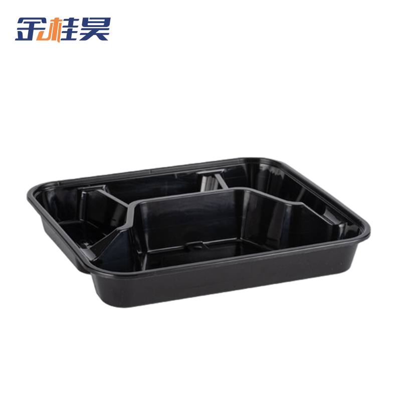 金桂昊 一次性餐盒 分体四格1000ml(150套)黑色 箱高清大图