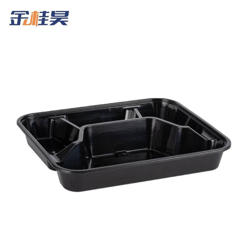 金桂昊 一次性餐盒 分体四格1000ml(150套)黑色 箱