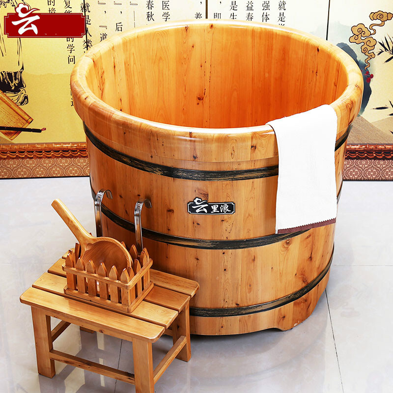 泡澡木桶浴桶圆形木桶洗澡木桶香柏木实木加厚保温沐浴桶缸波迷娜BOMINA高清大图
