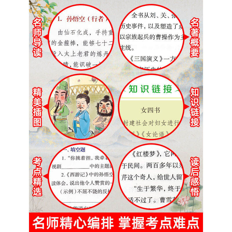 [正版]四大名著小学生版全套 青少年版本原著西游记红楼梦水浒传三国演义五年级阅读的课外书下册人民教育出版社儿童幼儿阅读