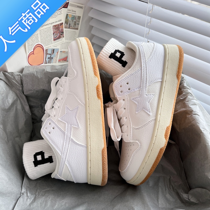 SUNTEK日系chic学院风星星小白鞋女平底百搭休闲板鞋运动鞋2023春季新2高清大图