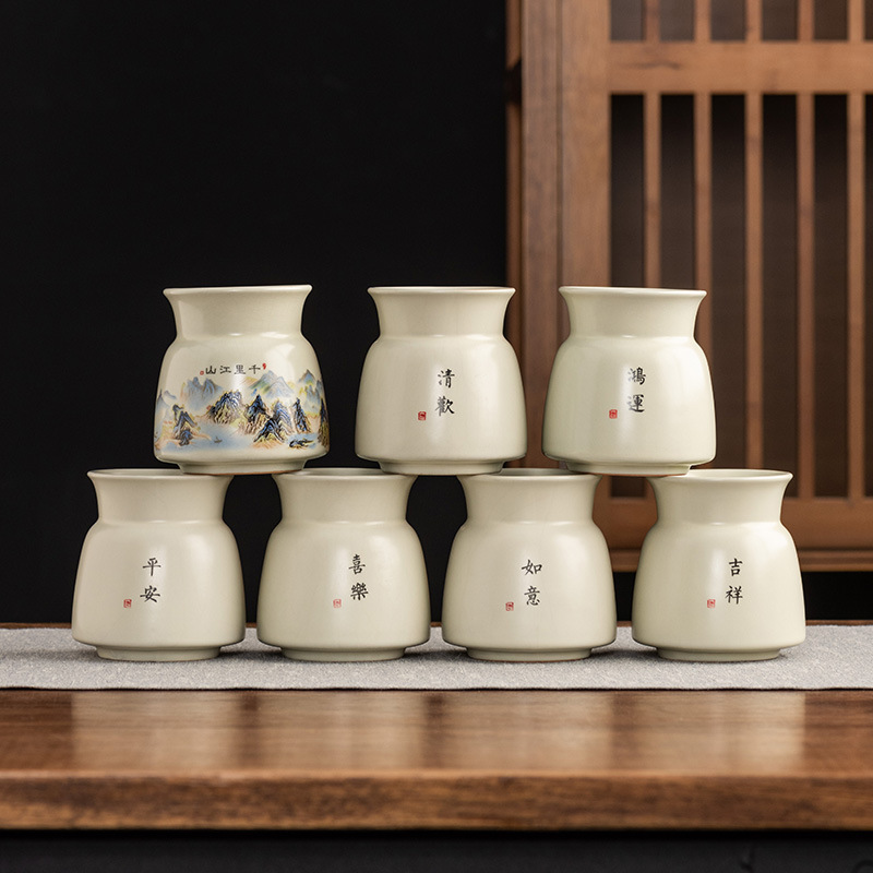 汝窑茶道六君子黑檀实木茶夹茶勺茶针刷茶具配件整套高档千里江山-黄汝/汝窑-六君子-平安高清大图