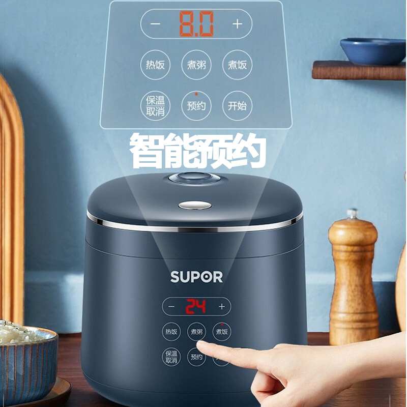 苏泊尔(SUPOR)2L电饭煲小型迷你小容量电饭锅不粘煮饭锅小功率1-2-3人单人宿舍多功能智能预约 SF20FC45