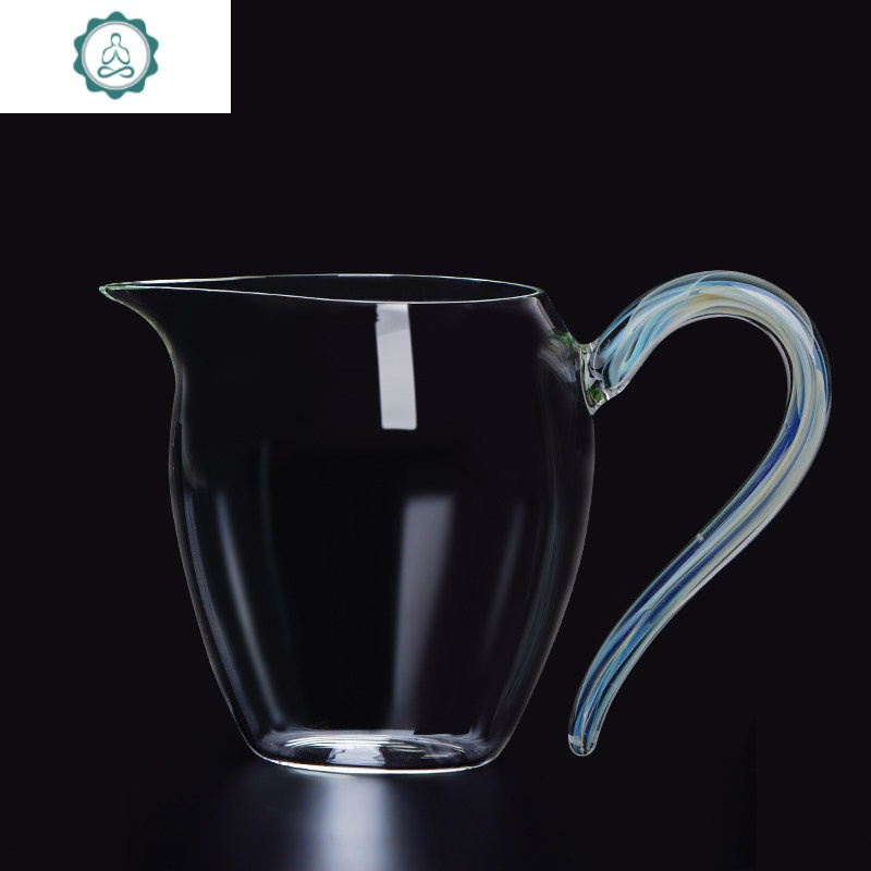 台湾禾器公道杯玻璃彩把纯手工公杯加厚茶海分茶滤茶器