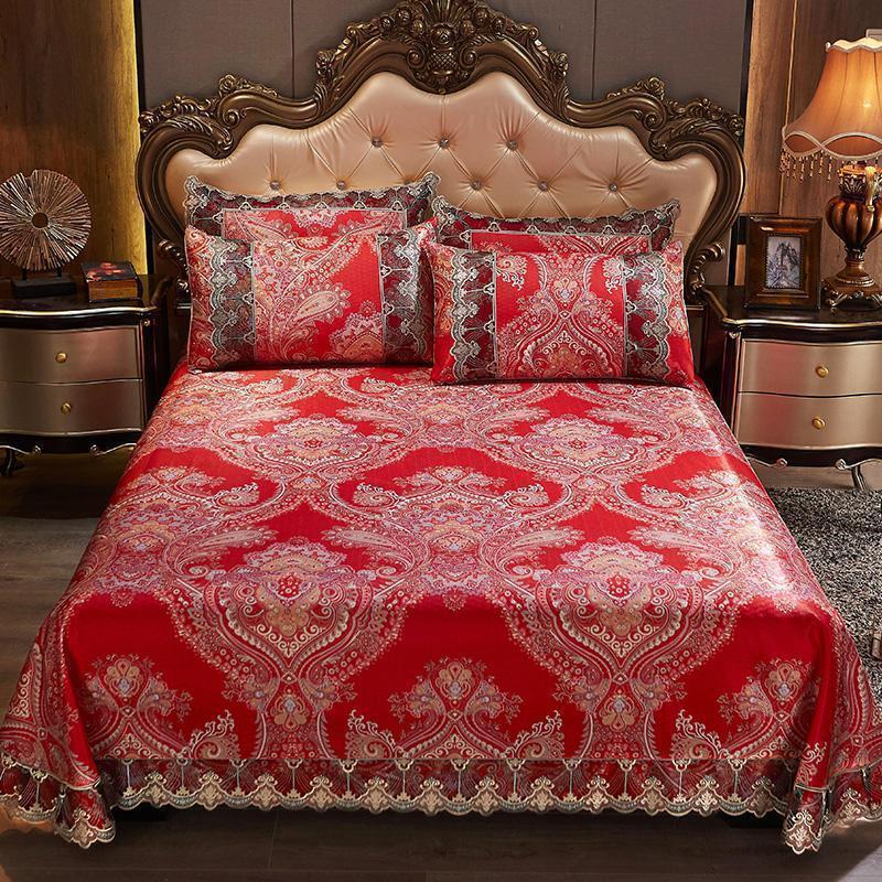 家柏饰(CORATED)冰丝床单凉席1.8m可水洗夏季空调软席子1.5米可折叠夏凉席三件套 床单款凉席-花嫁 1.5m（5英尺）床